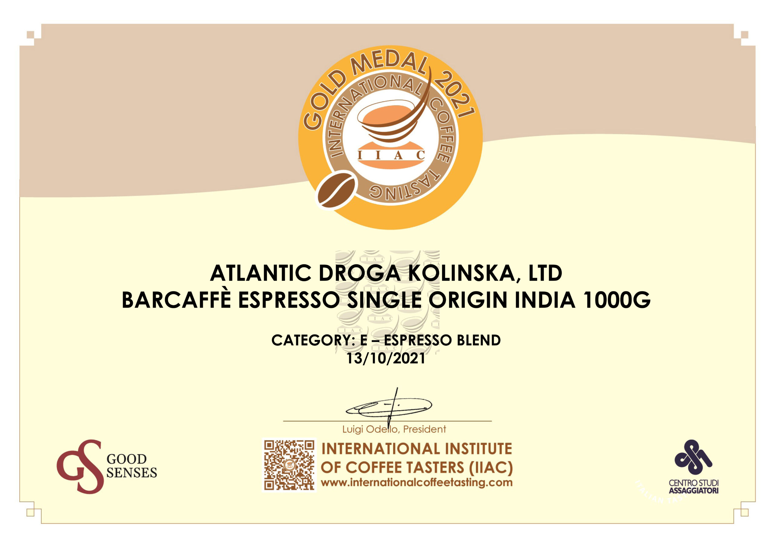 Nova zlatna medalja za Barcaffé espresso